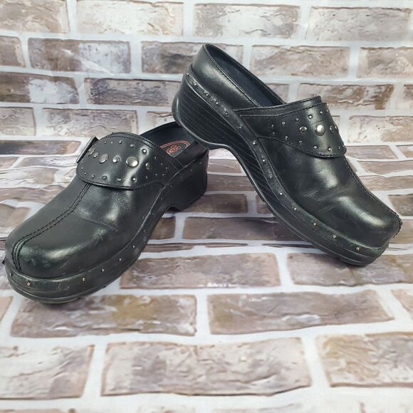 Klogs Shoes Size 8M Black Mules Buckle Studded Punk Grunge Chunky Goth - Picture 2 of 11